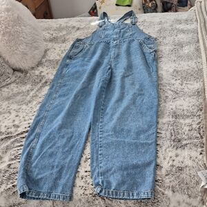 Celebrity Pink Blue Denim Overalls. Large